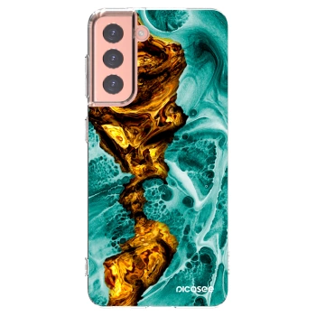 Picasee silikonowe przeźroczyste etui na Samsung Galaxy S21 5G G991B - Goldsky