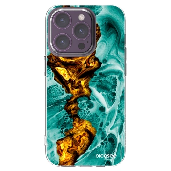 Picasee silikonowe przeźroczyste etui na Apple iPhone 14 Pro - Goldsky
