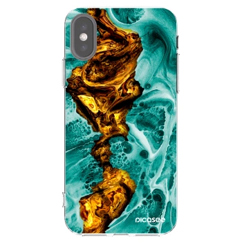 Picasee silikonowe przeźroczyste etui na Apple iPhone X/XS - Goldsky
