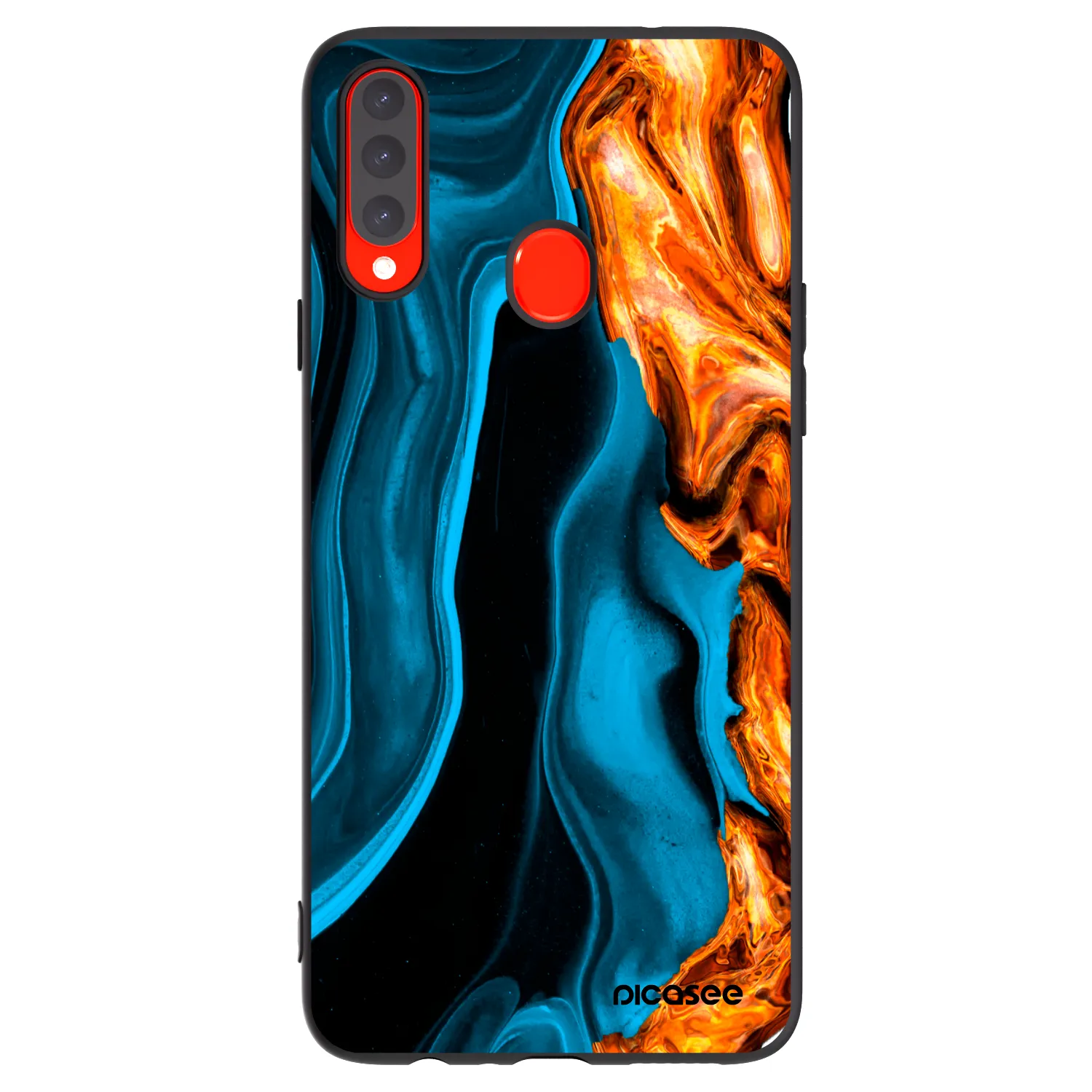 Picasee silikonowe czarne etui na Samsung Galaxy A20s - Gold blue