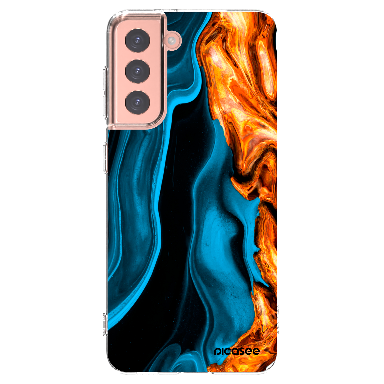 Picasee silikonowe przeźroczyste etui na Samsung Galaxy S21 5G G991B - Gold blue