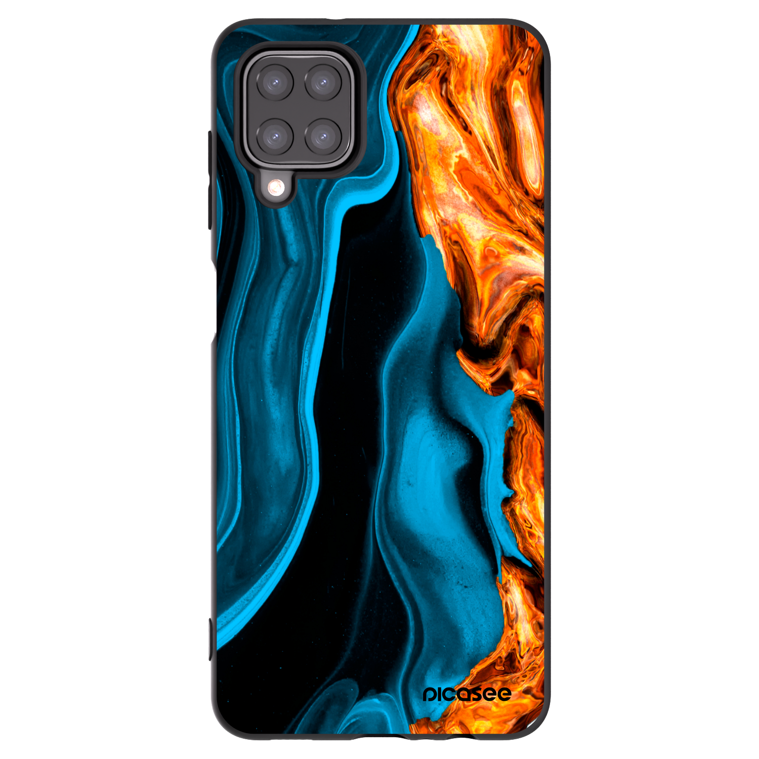 Picasee silikonowe czarne etui na Samsung Galaxy A12 A125F - Gold blue