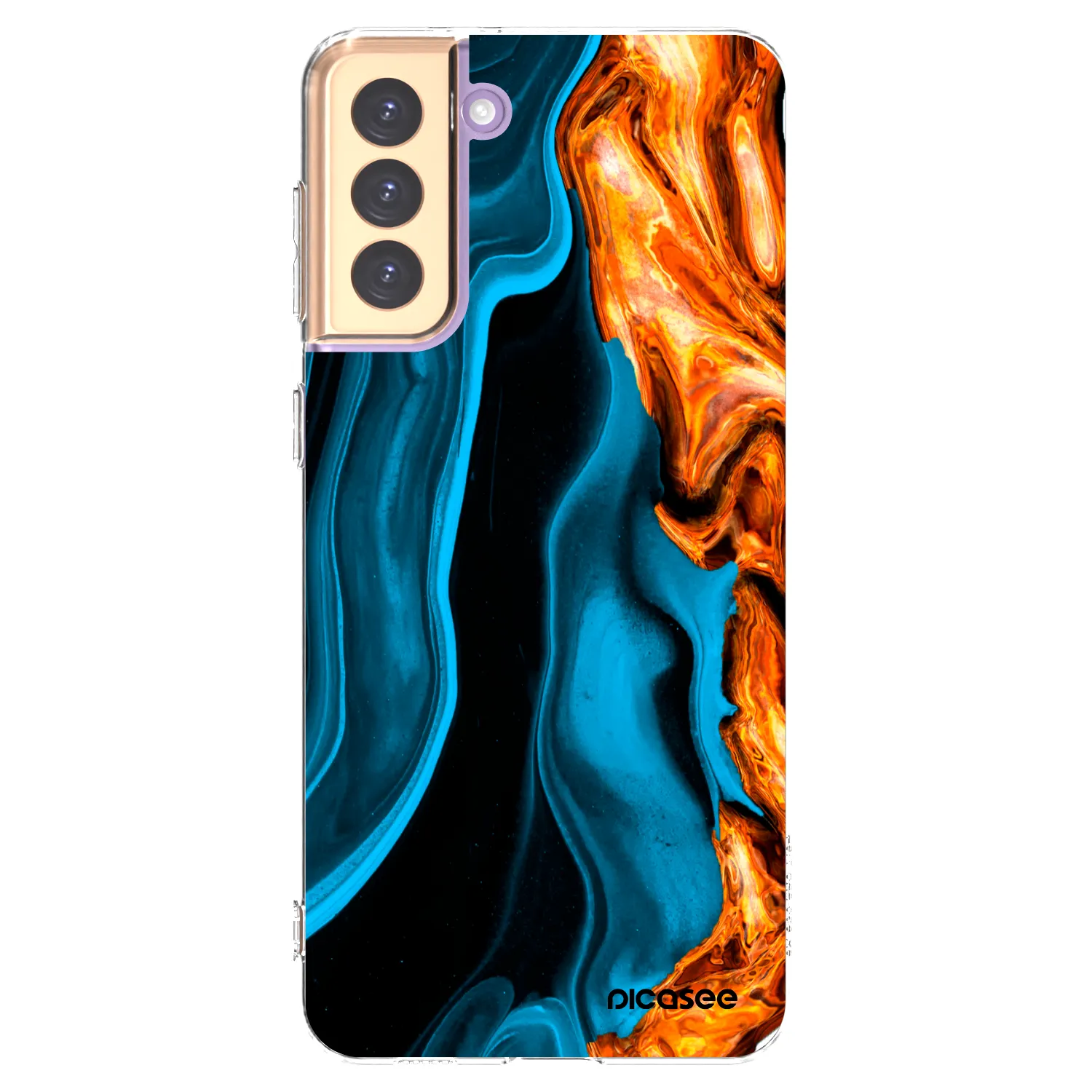 Picasee silikonowe przeźroczyste etui na Samsung Galaxy S21+ 5G G996F - Gold blue