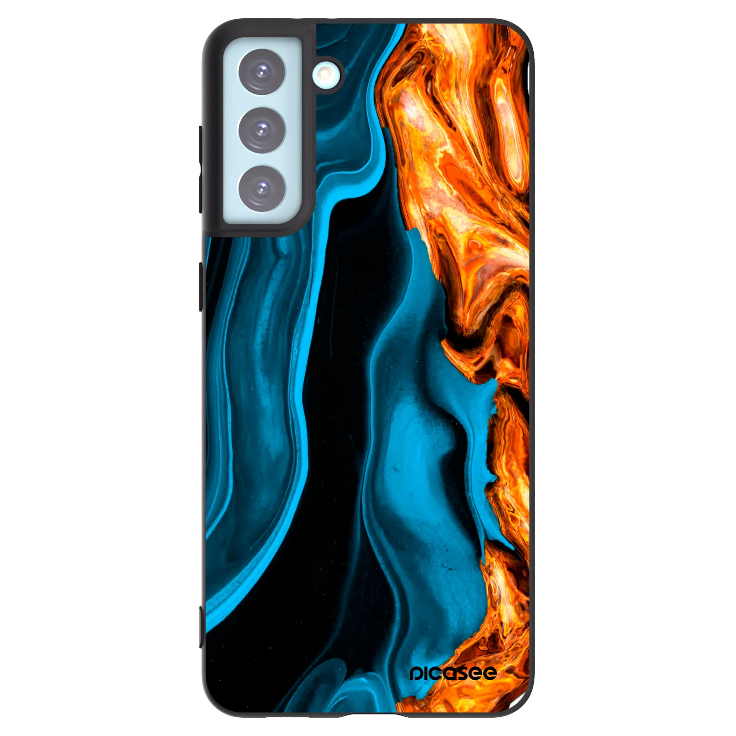 Picasee silikonowe czarne etui na Samsung Galaxy S21+ 5G G996F - Gold blue