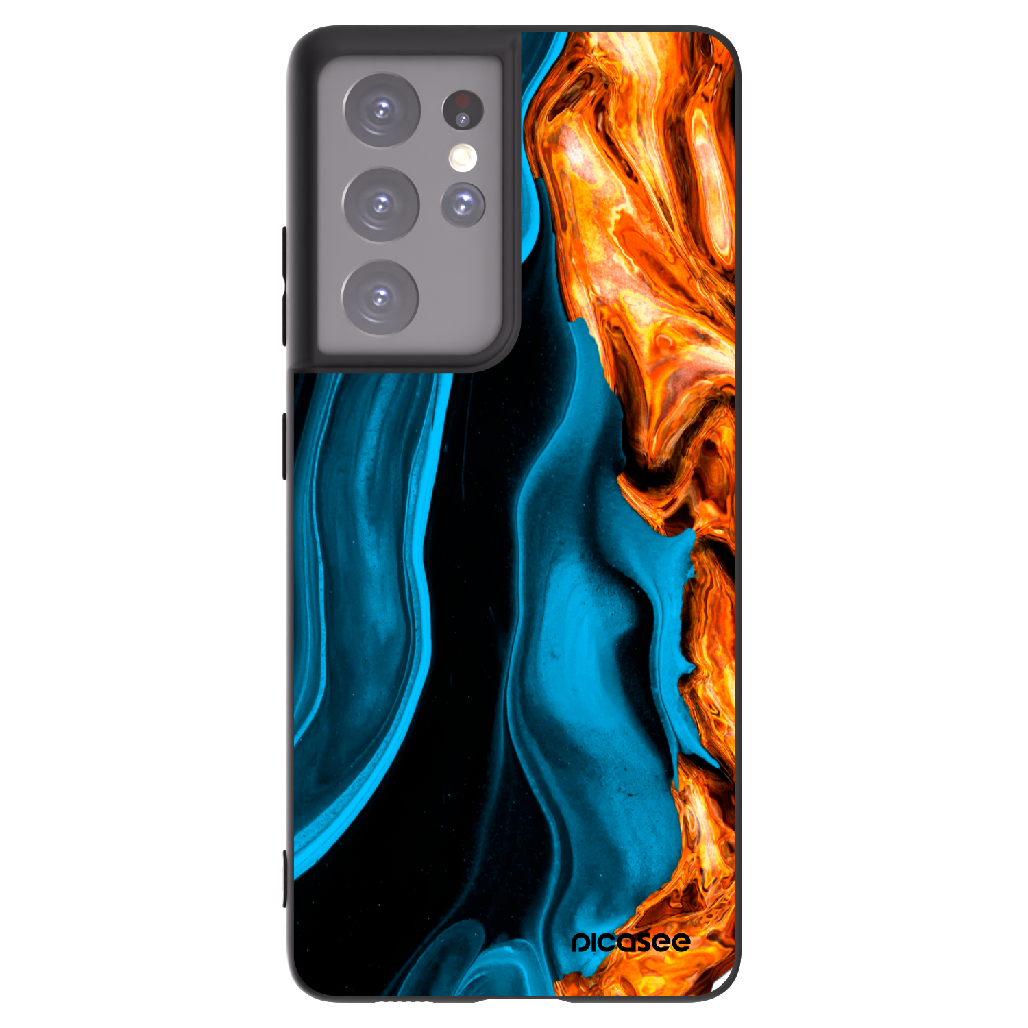 Picasee silikonowe czarne etui na Samsung Galaxy S21 Ultra 5G G998B - Gold blue