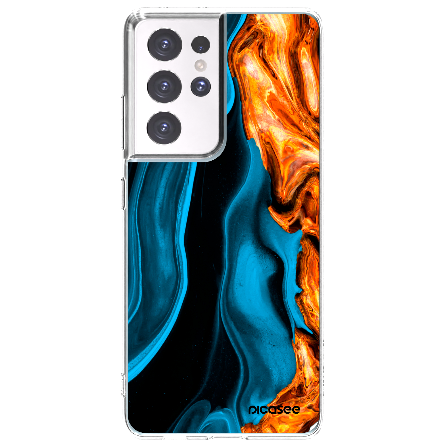 Picasee silikonowe przeźroczyste etui na Samsung Galaxy S21 Ultra 5G G998B - Gold blue