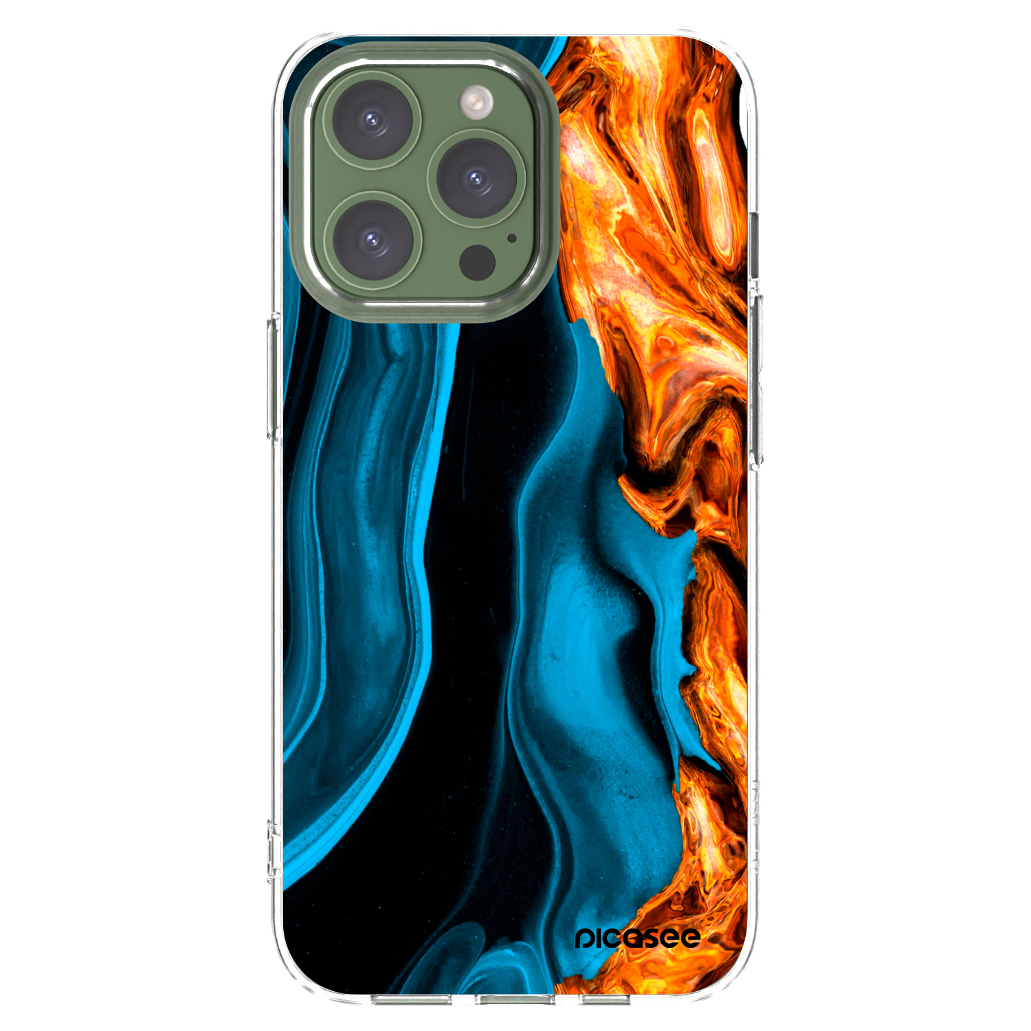Picasee silikonowe przeźroczyste etui na Apple iPhone 13 Pro - Gold blue