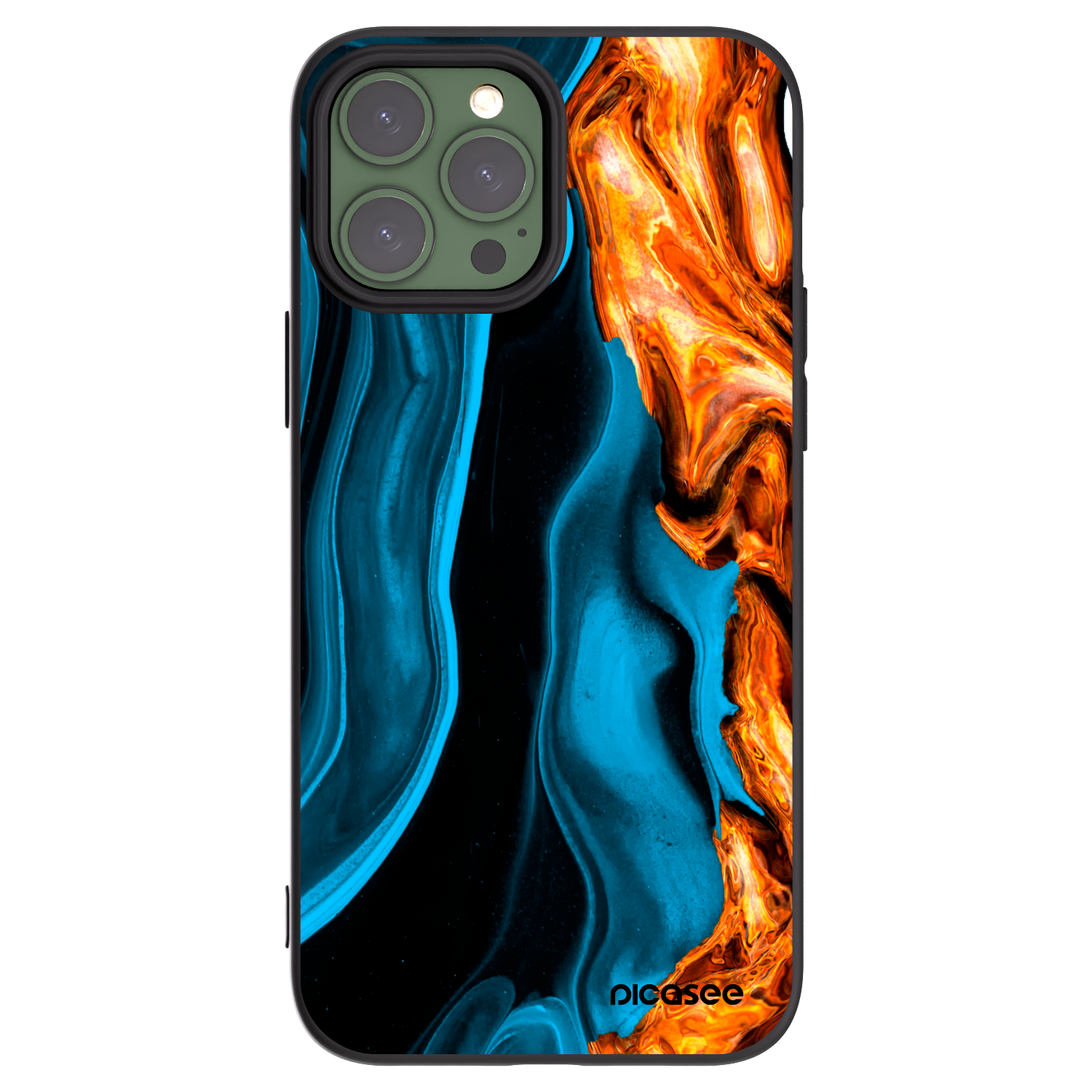 Picasee silikonowe czarne etui na Apple iPhone 13 Pro Max - Gold blue