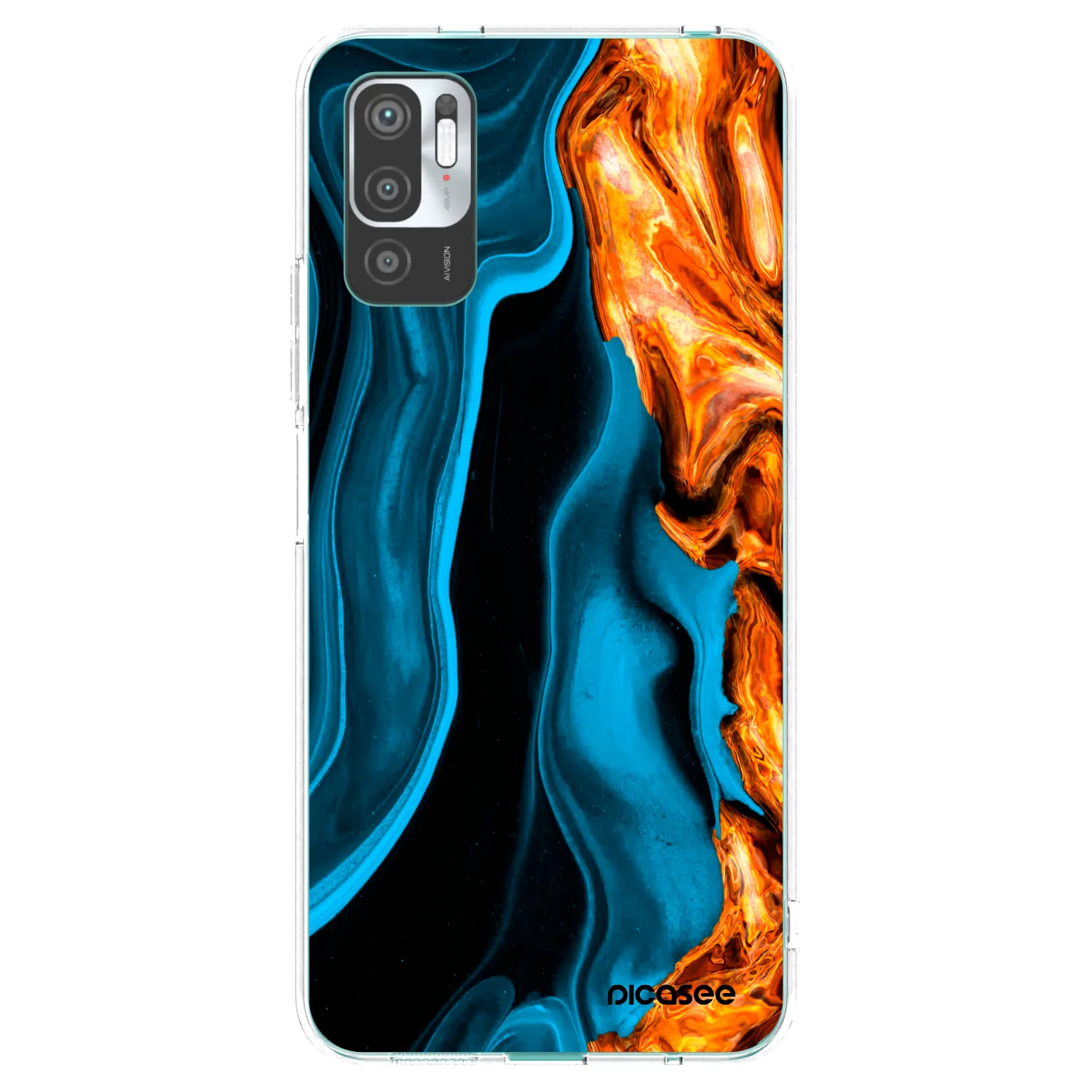 Picasee silikonowe przeźroczyste etui na Xiaomi Redmi Note 10 5G - Gold blue