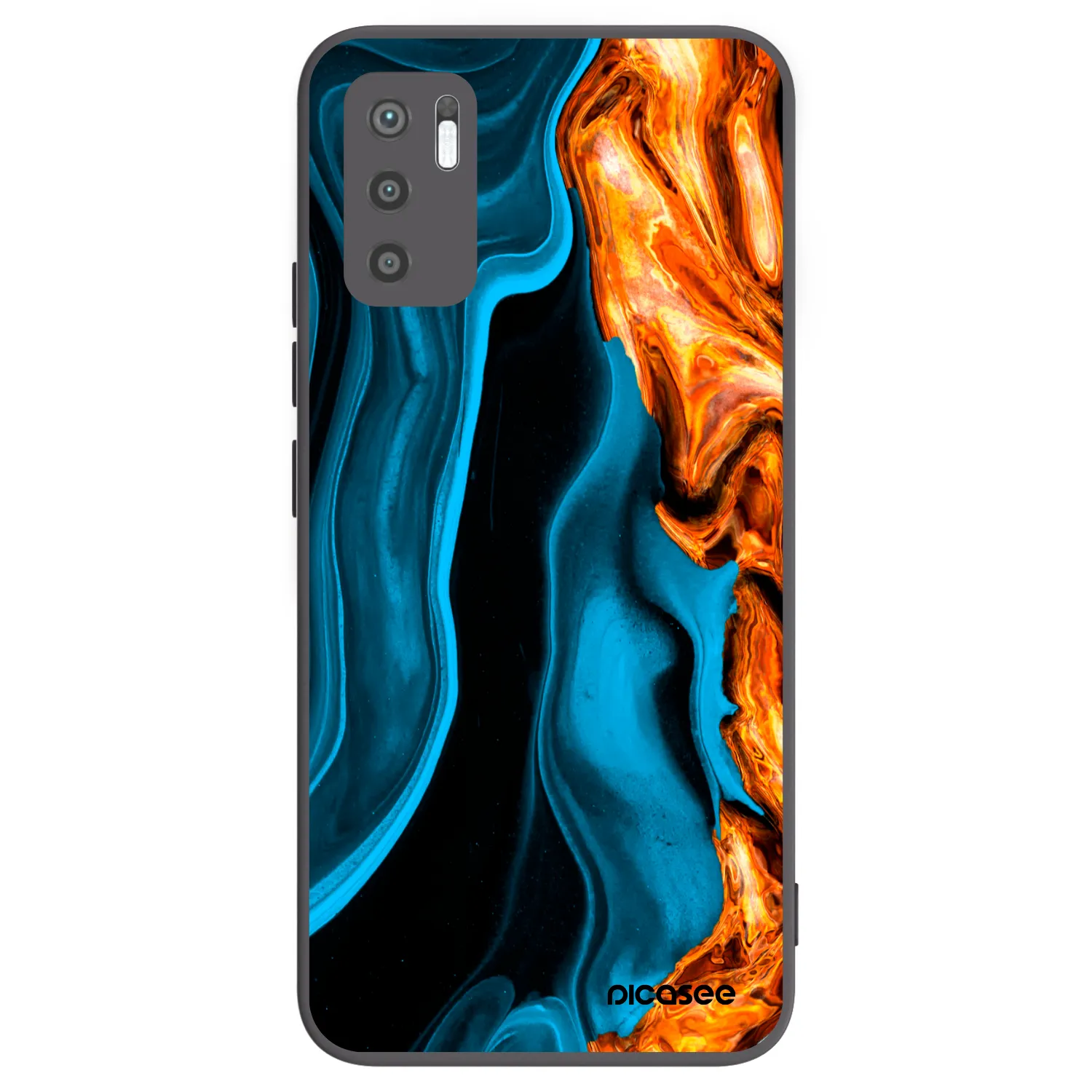 Picasee silikonowe czarne etui na Xiaomi Redmi Note 10 5G - Gold blue