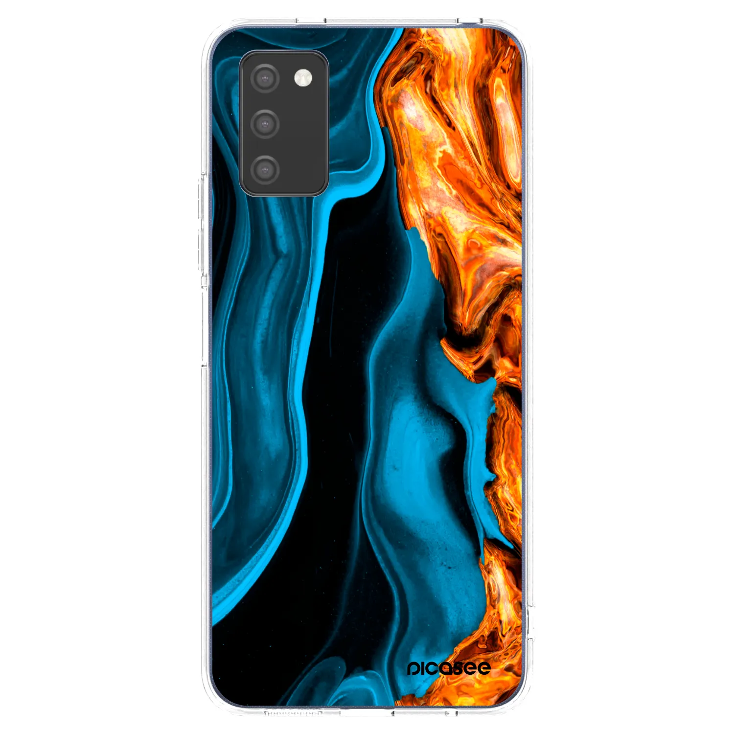 Picasee silikonowe przeźroczyste etui na Samsung Galaxy A02s A025G - Gold blue