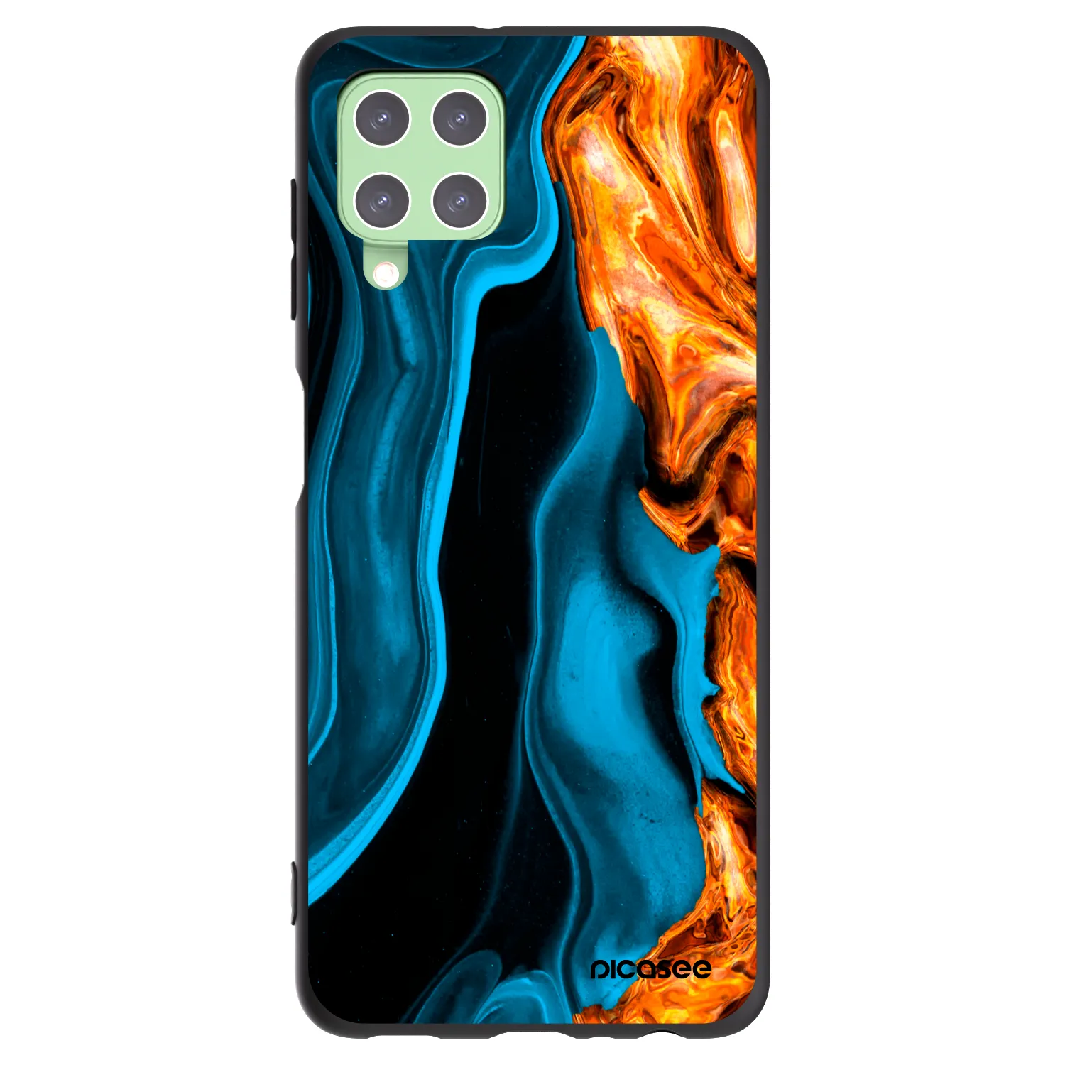 Picasee silikonowe czarne etui na Samsung Galaxy A22 A225F 4G - Gold blue