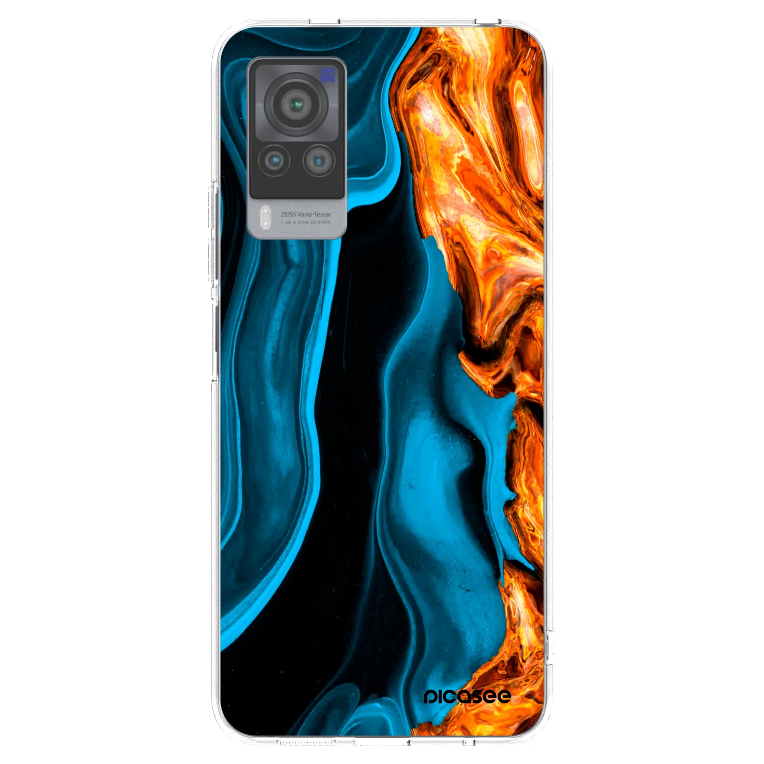 Picasee silikonowe przeźroczyste etui na Vivo X60 Pro 5G - Gold blue