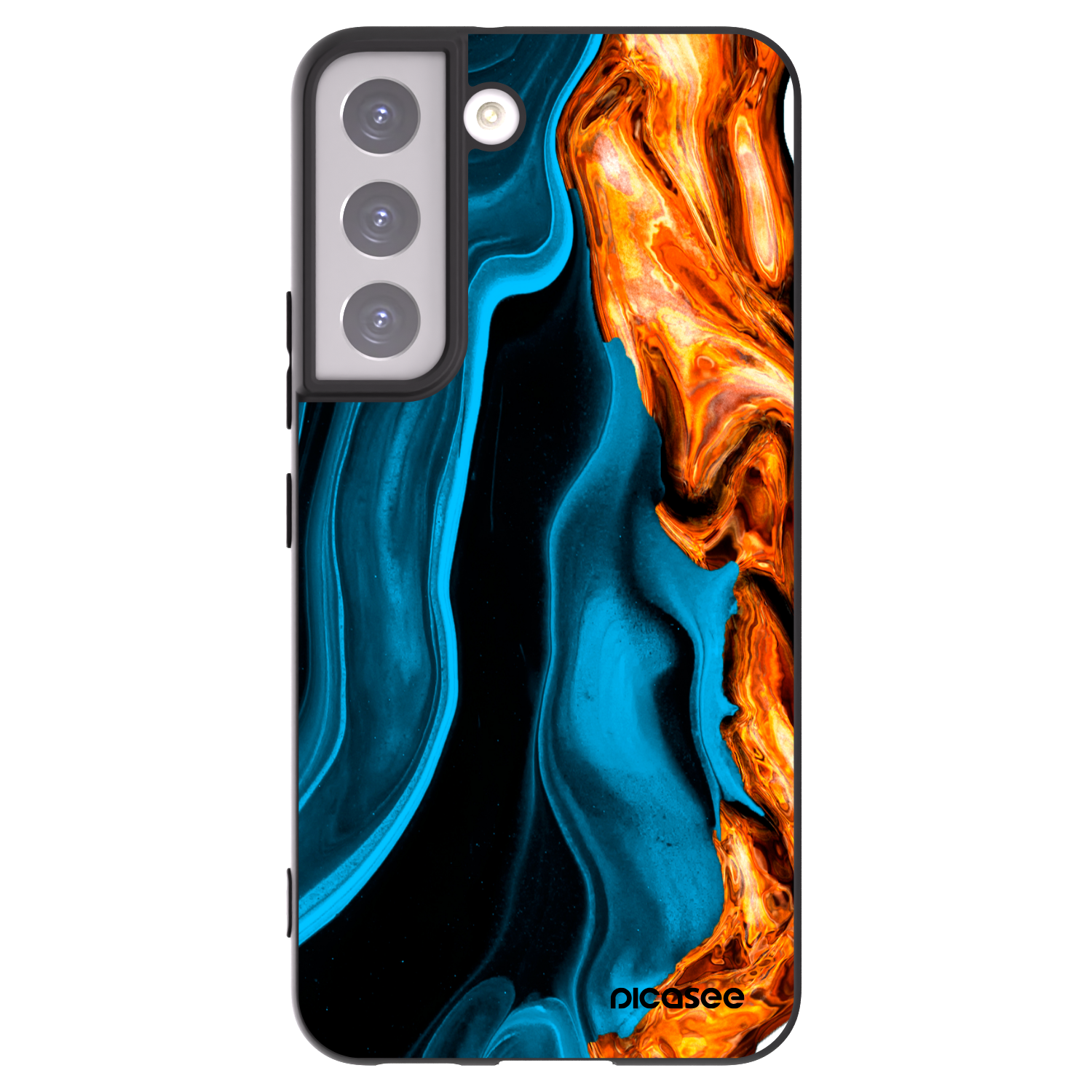 Picasee silikonowe czarne etui na Samsung Galaxy S22 5G - Gold blue