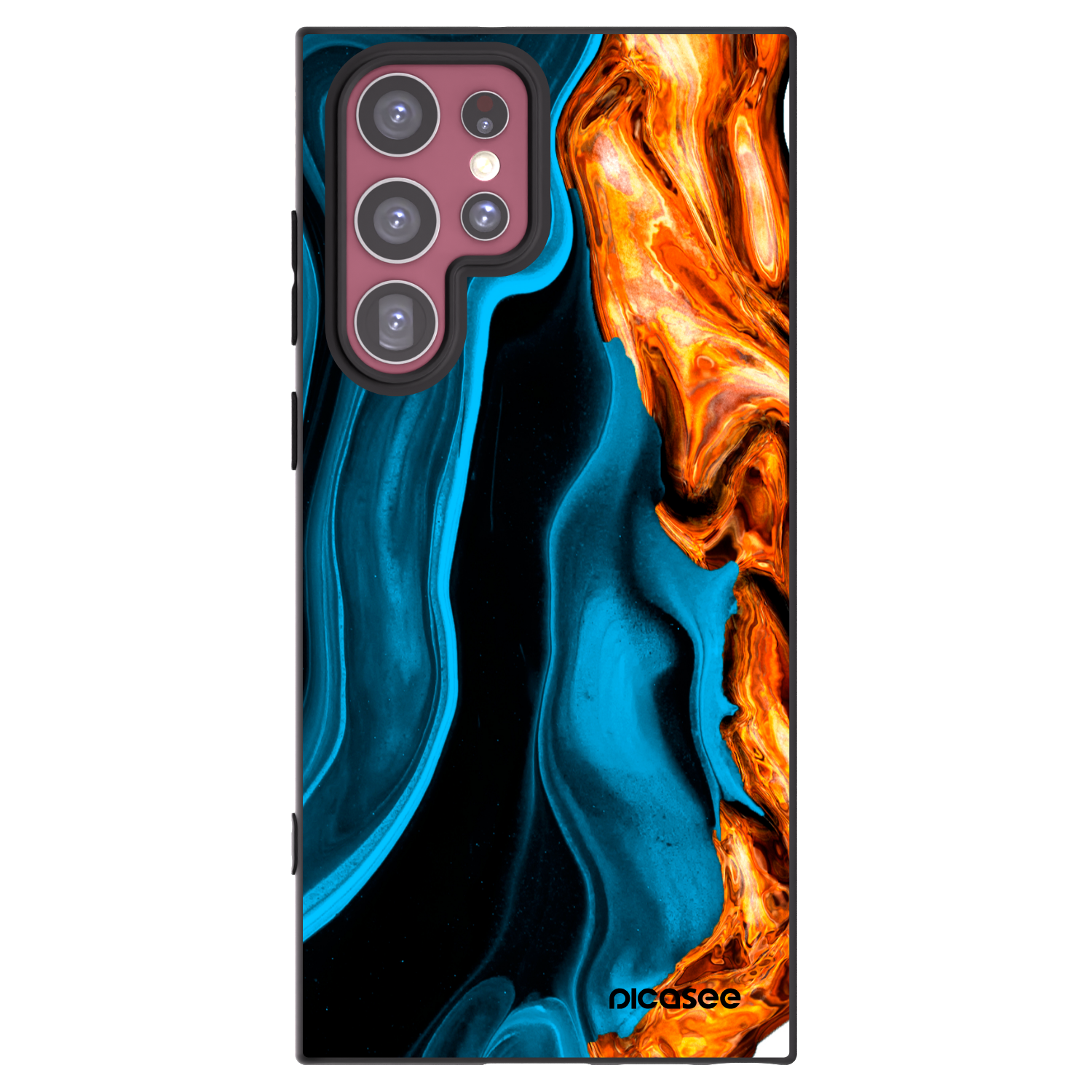 Picasee silikonowe czarne etui na Samsung Galaxy S22 Ultra 5G - Gold blue