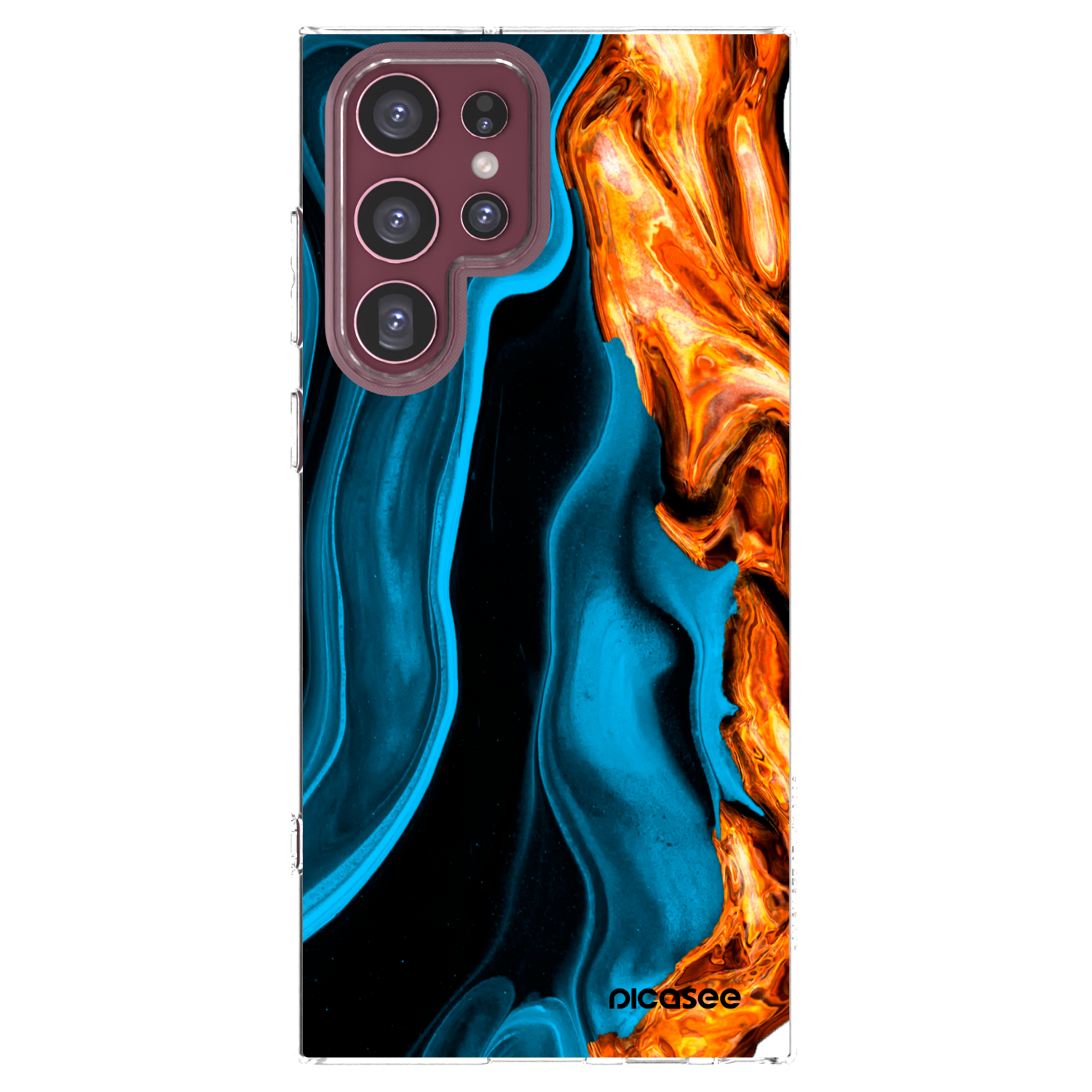 Picasee silikonowe przeźroczyste etui na Samsung Galaxy S22 Ultra 5G - Gold blue