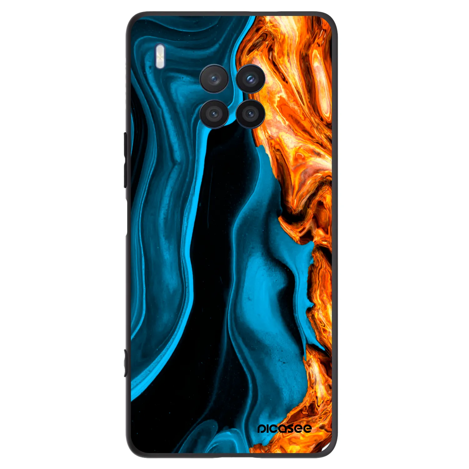 Picasee silikonowe czarne etui na Honor 50 Lite - Gold blue