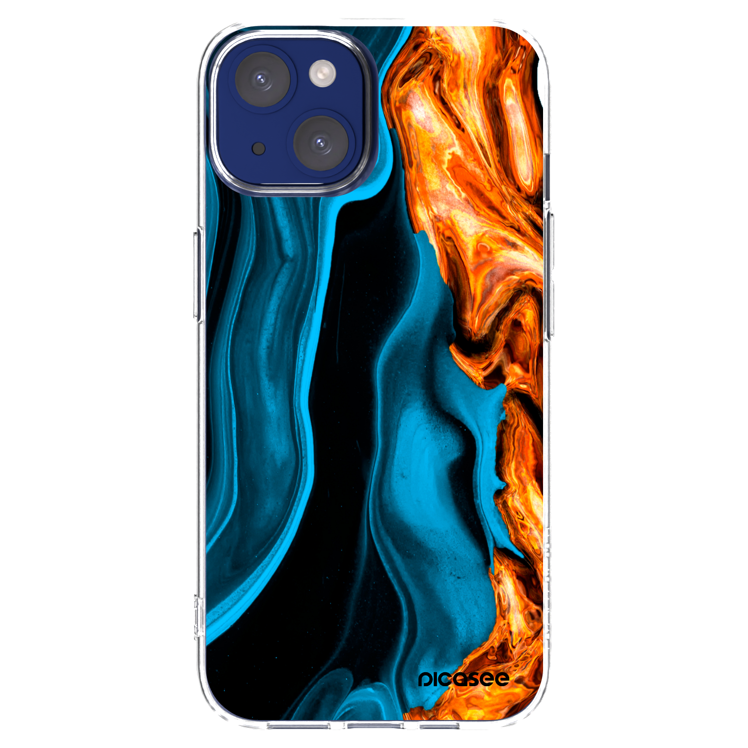 Picasee silikonowe przeźroczyste etui na Apple iPhone 14 - Gold blue
