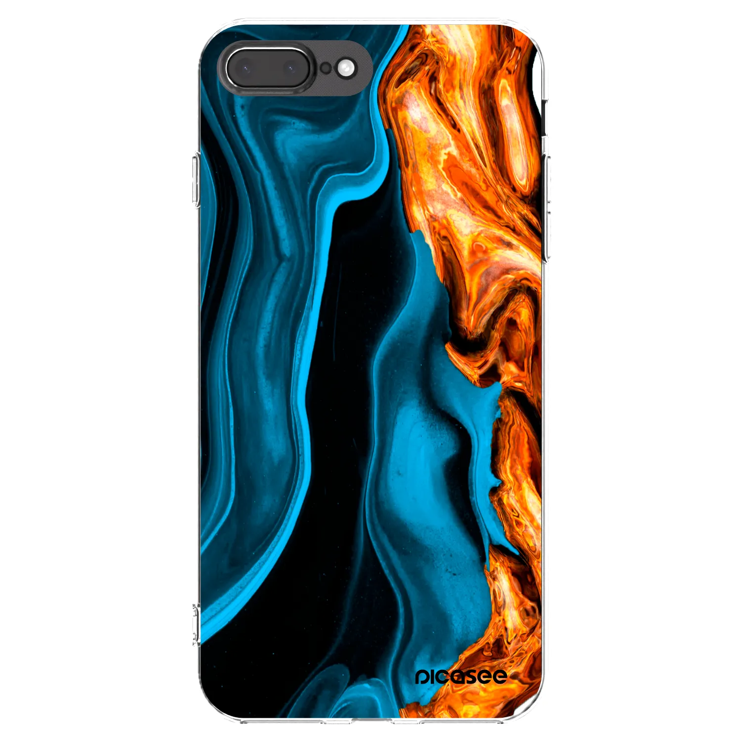 Picasee silikonowe przeźroczyste etui na Apple iPhone 8 Plus - Gold blue