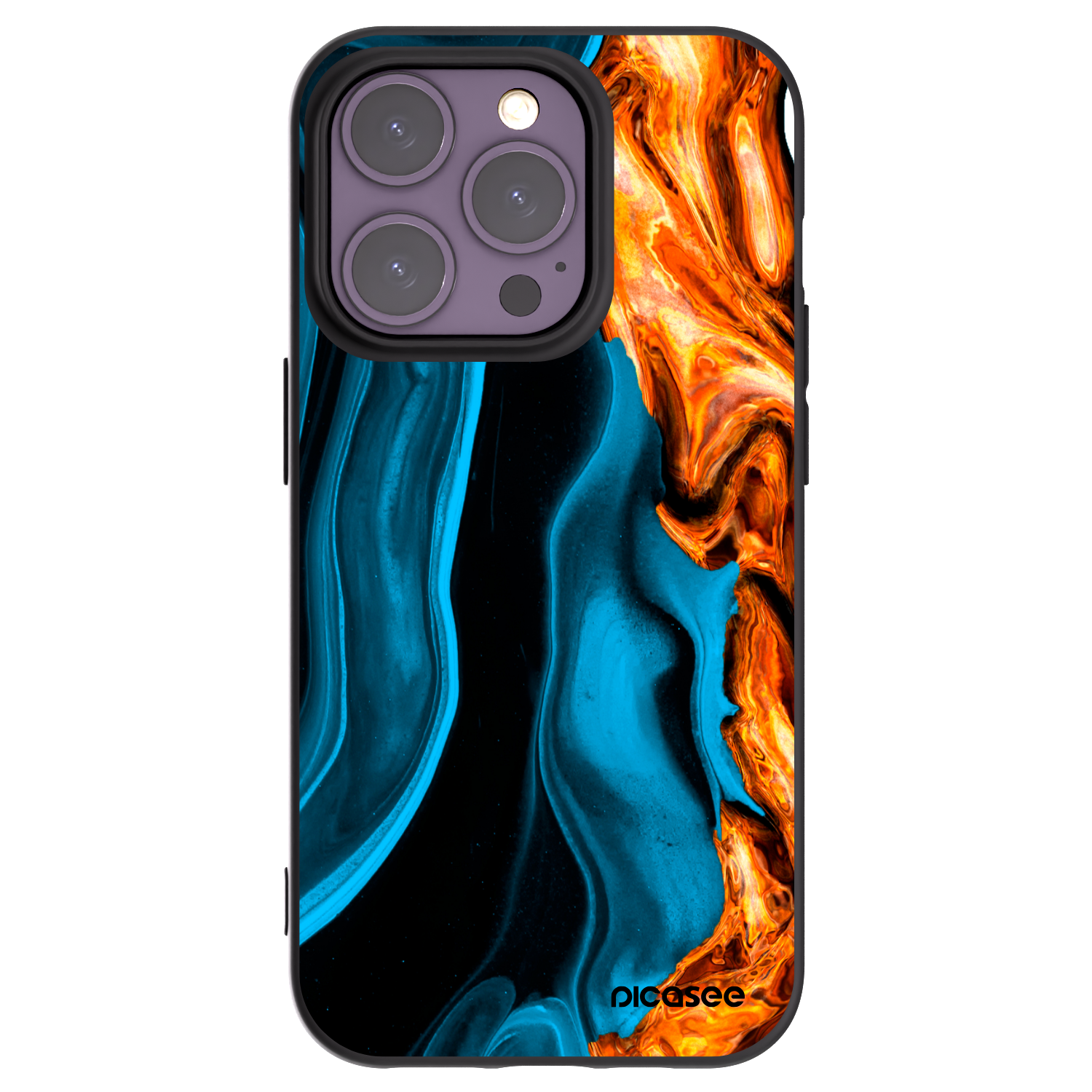 Picasee silikonowe czarne etui na Apple iPhone 14 Pro - Gold blue