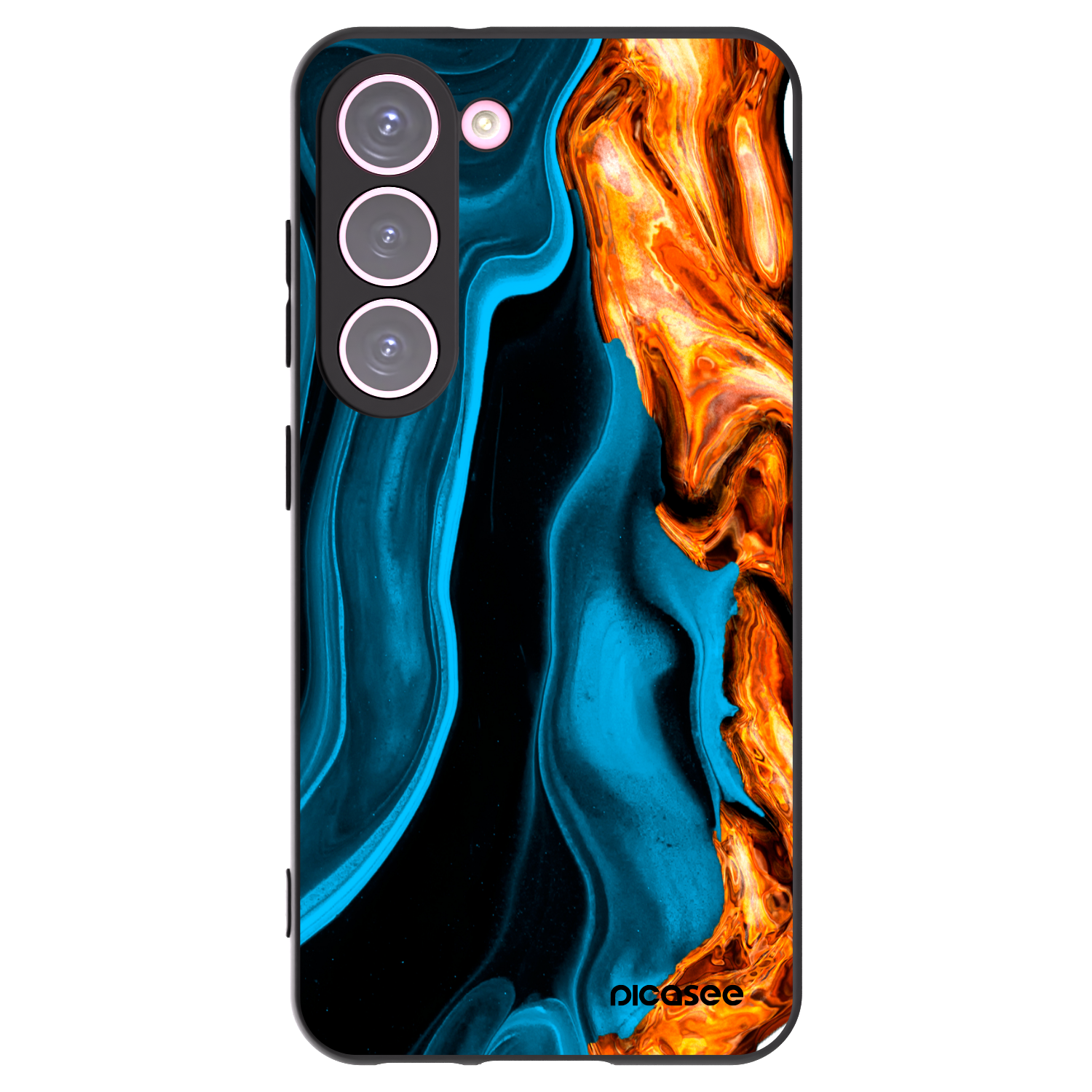 Picasee silikonowe czarne etui na Samsung Galaxy S23 5G - Gold blue