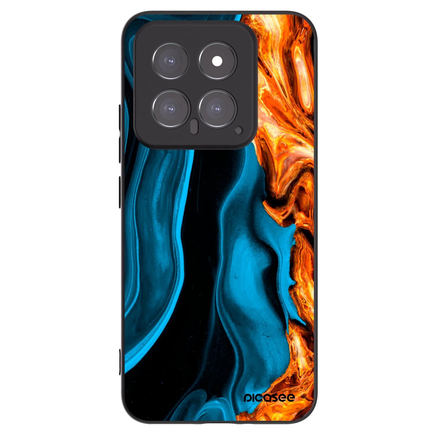 Picasee silikonowe czarne etui na Xiaomi 14 - Gold blue