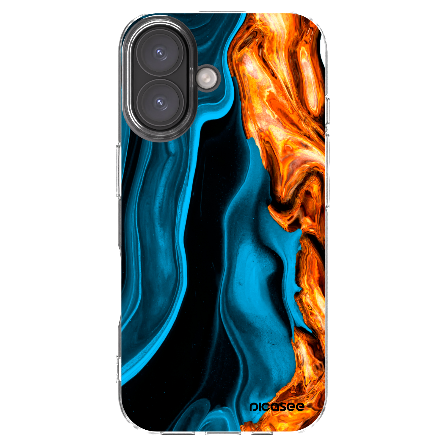 Picasee silikonowe przeźroczyste etui na Apple iPhone 16 - Gold blue
