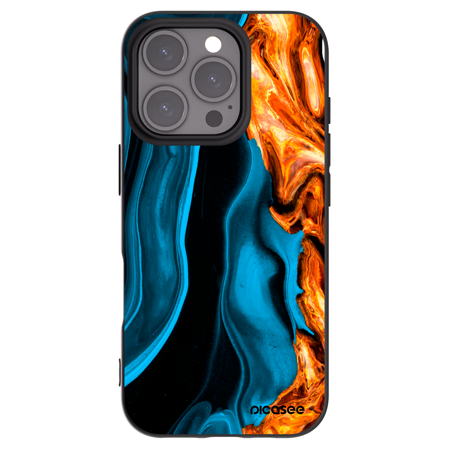 Picasee silikonowe czarne etui na Apple iPhone 16 Pro - Gold blue