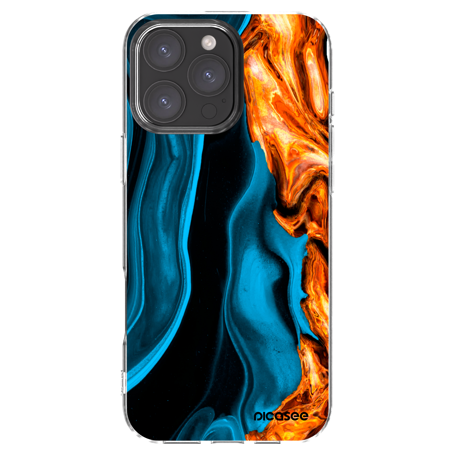 Picasee silikonowe przeźroczyste etui na Apple iPhone 16 Pro Max - Gold blue