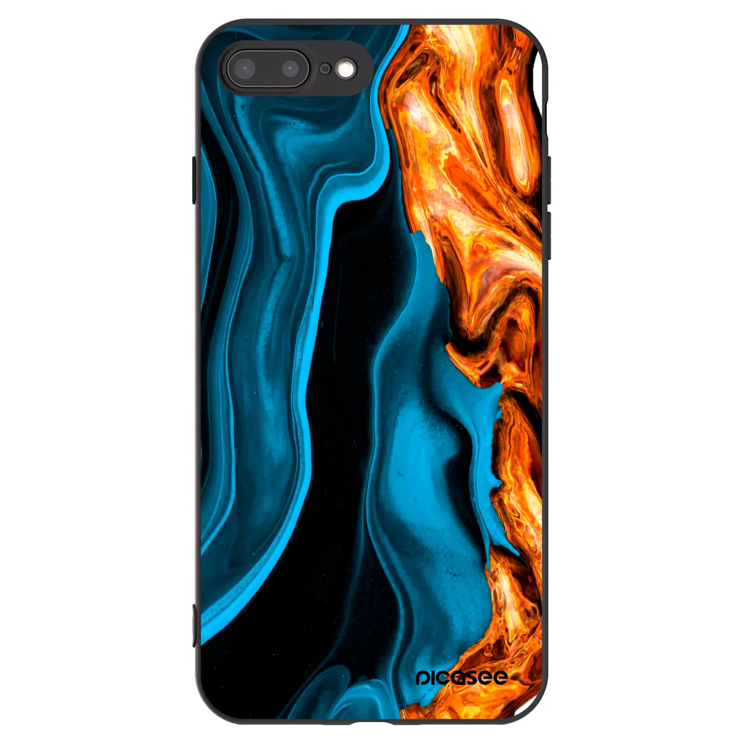 Picasee silikonowe czarne etui na Apple iPhone 8 Plus - Gold blue