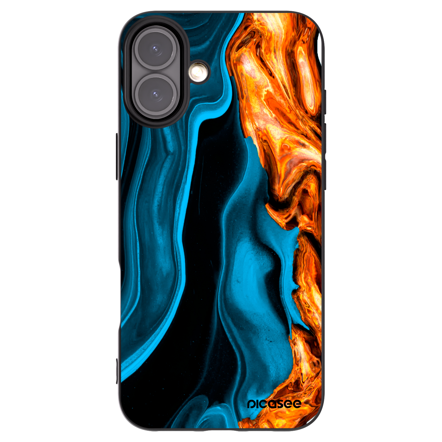 Picasee silikonowe czarne etui na Apple iPhone 16 Plus - Gold blue