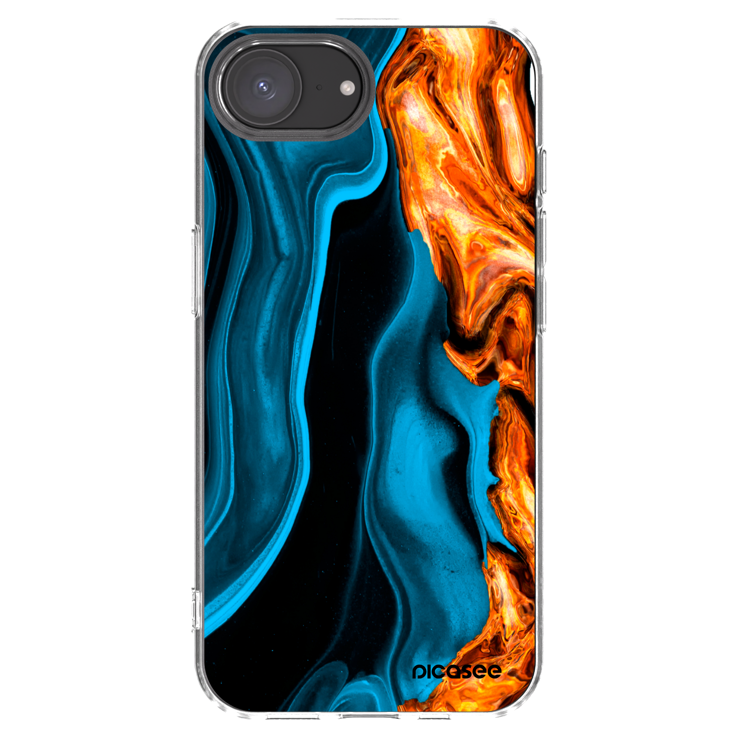 Picasee silikonowe przeźroczyste etui na Apple iPhone 16e - Gold blue