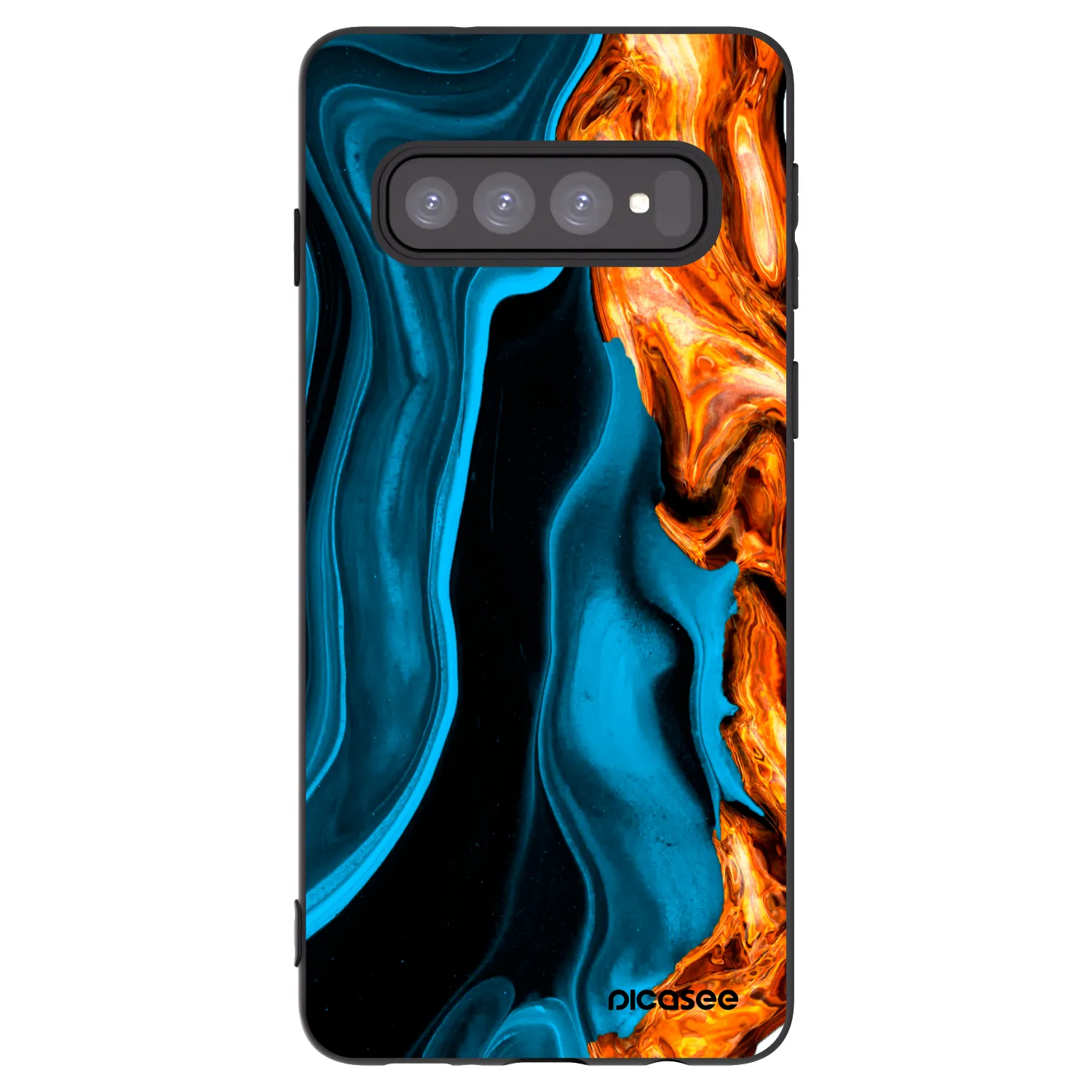 Picasee silikonowe czarne etui na Samsung Galaxy S10 G973 - Gold blue