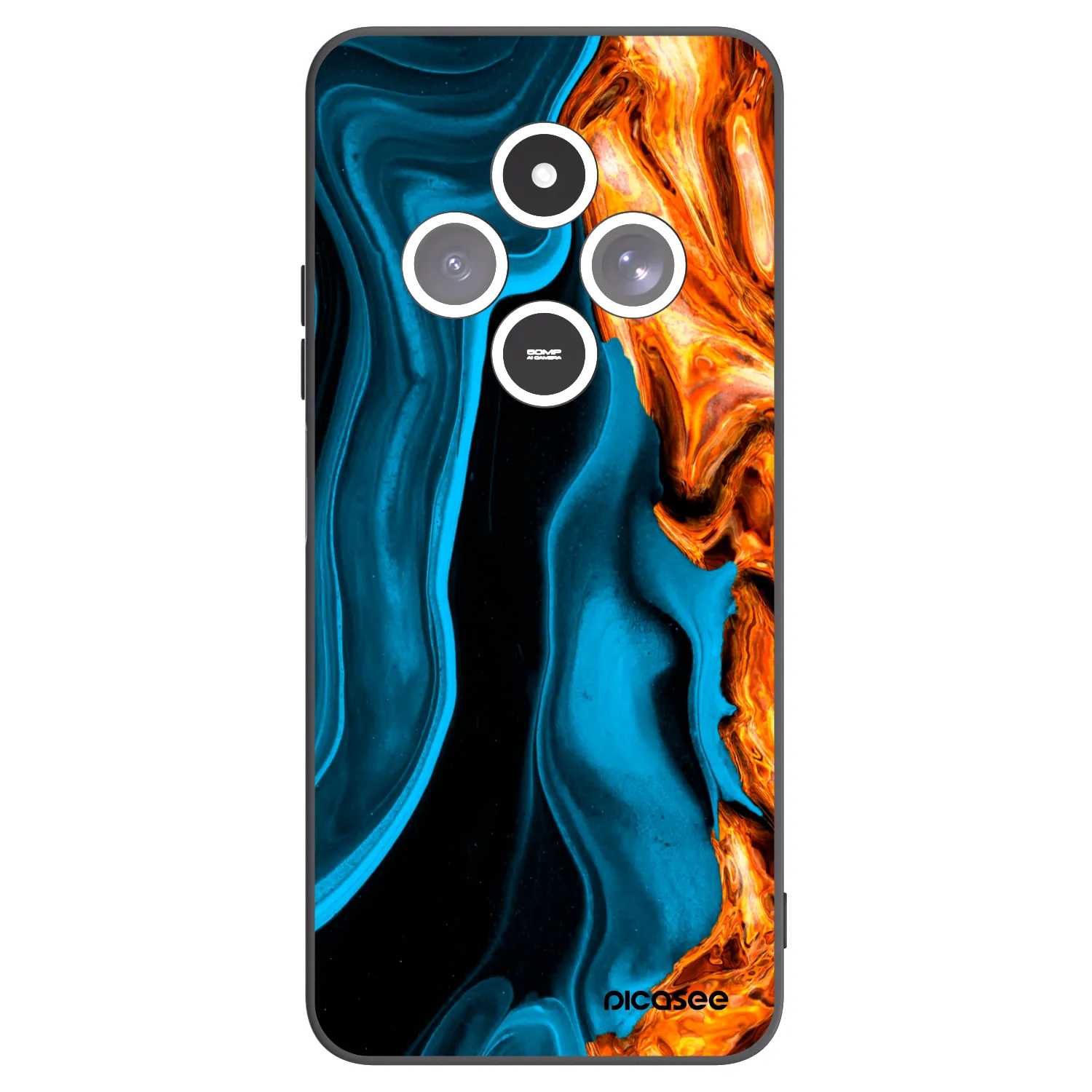 Picasee silikonowe czarne etui na Xiaomi Redmi 14C - Gold blue