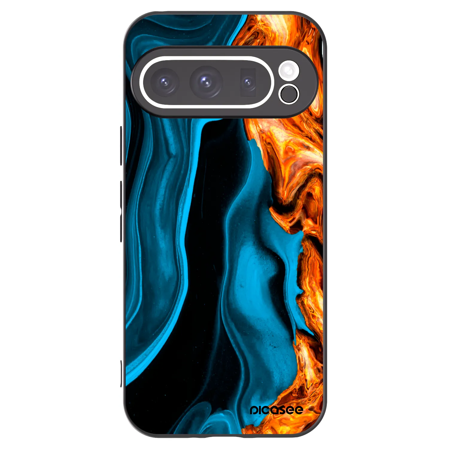 Picasee silikonowe czarne etui na Google Pixel 9 Pro - Gold blue