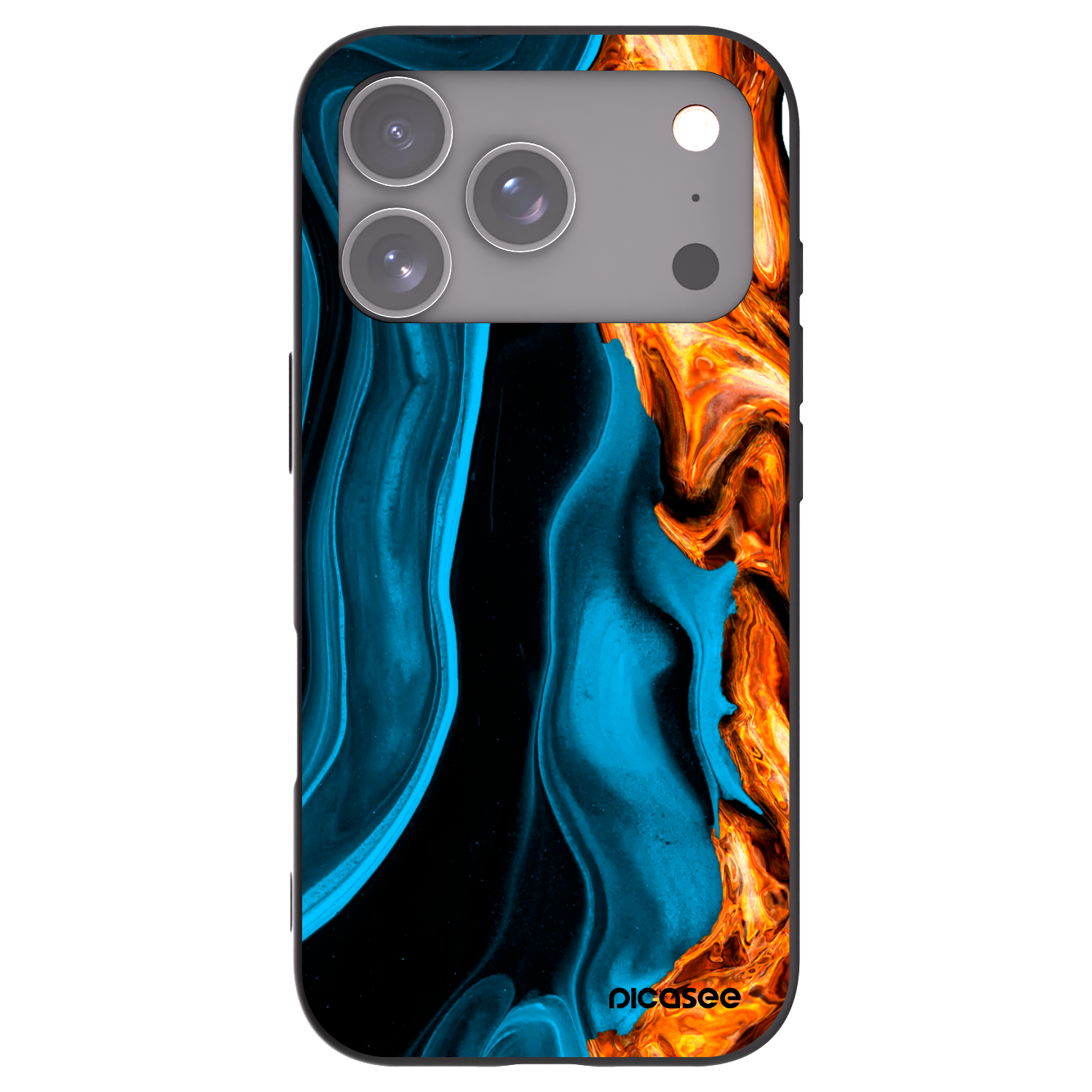 Picasee silikonowe czarne etui na Apple iPhone 17 Pro - Gold blue