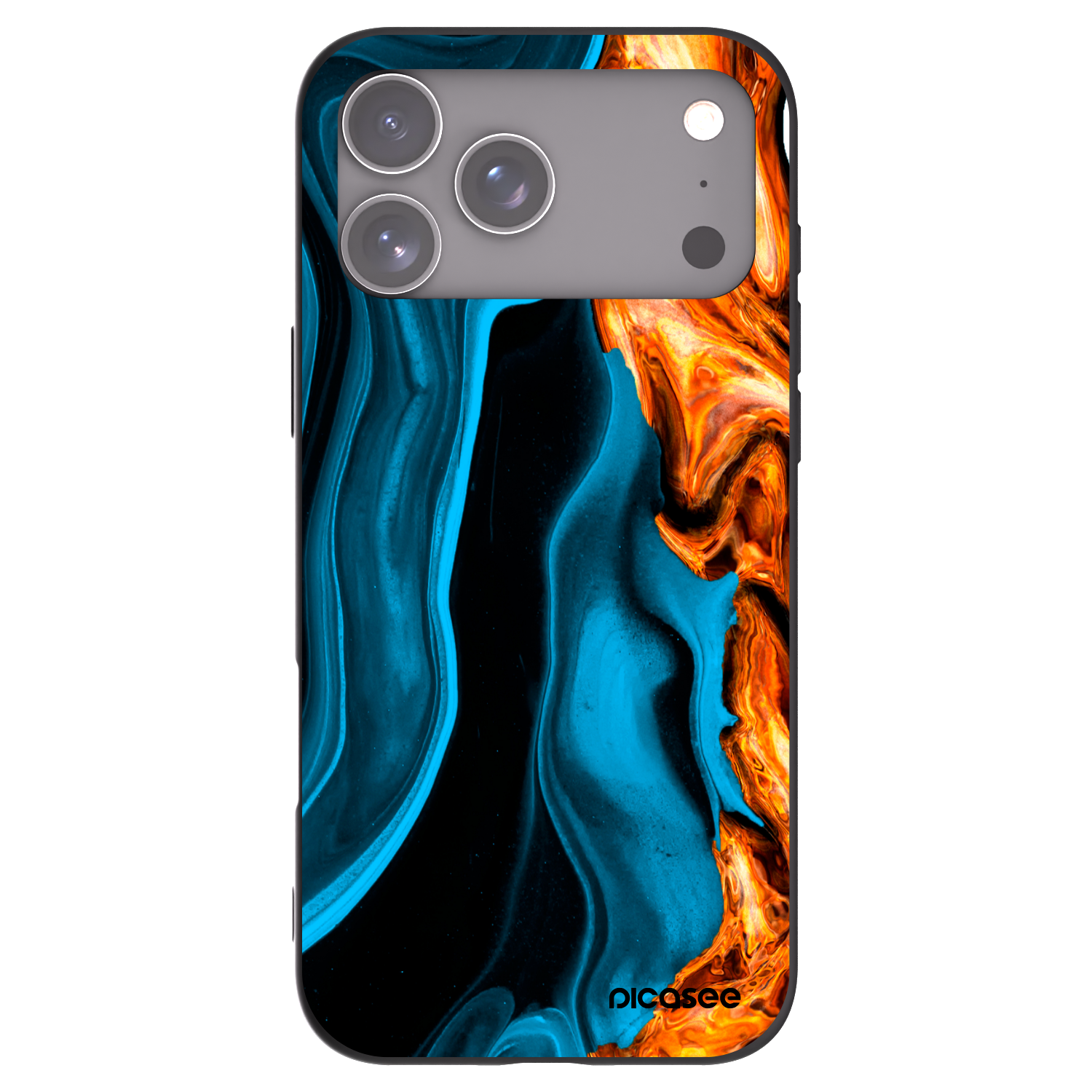 Picasee silikonowe czarne etui na Apple iPhone 17 Pro Max - Gold blue
