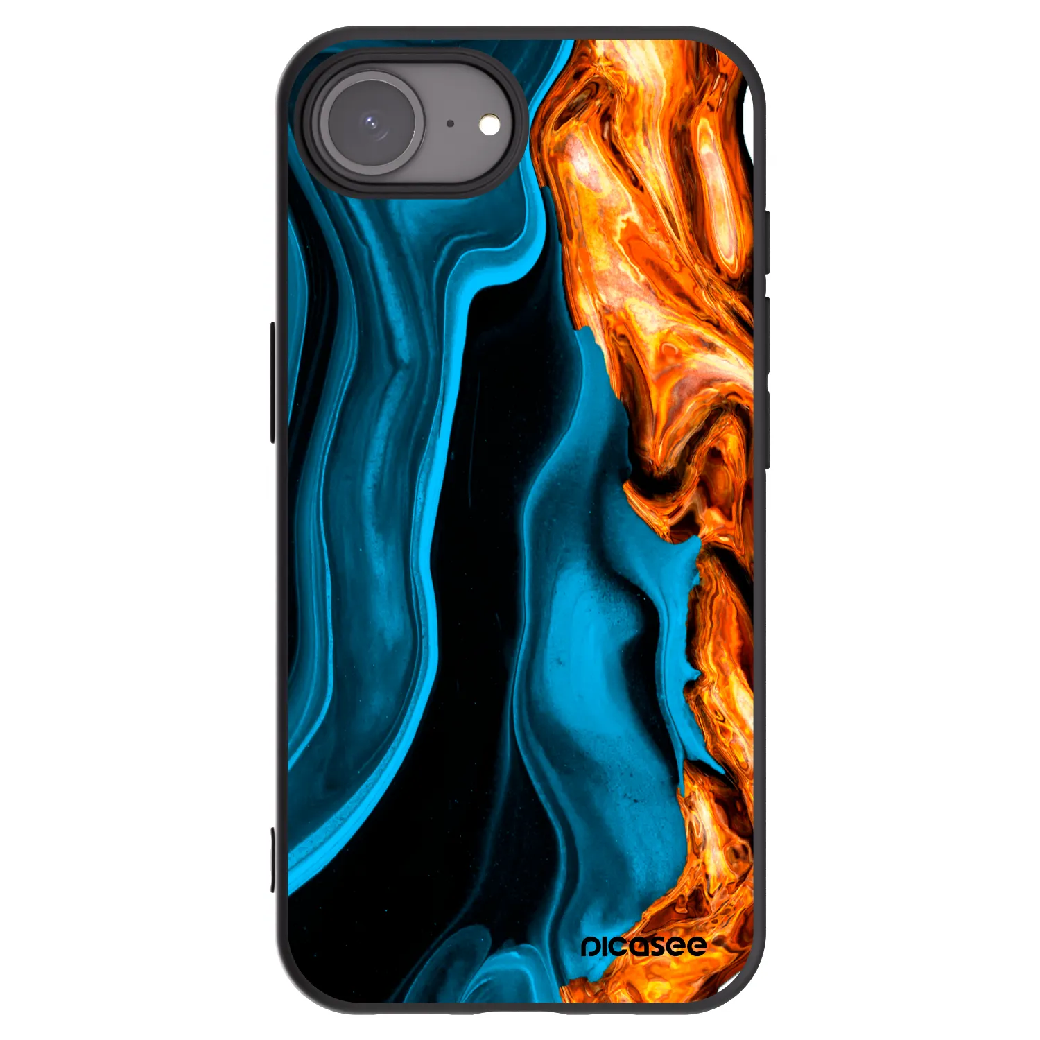 Picasee silikonowe czarne etui na Apple iPhone 17e - Gold blue