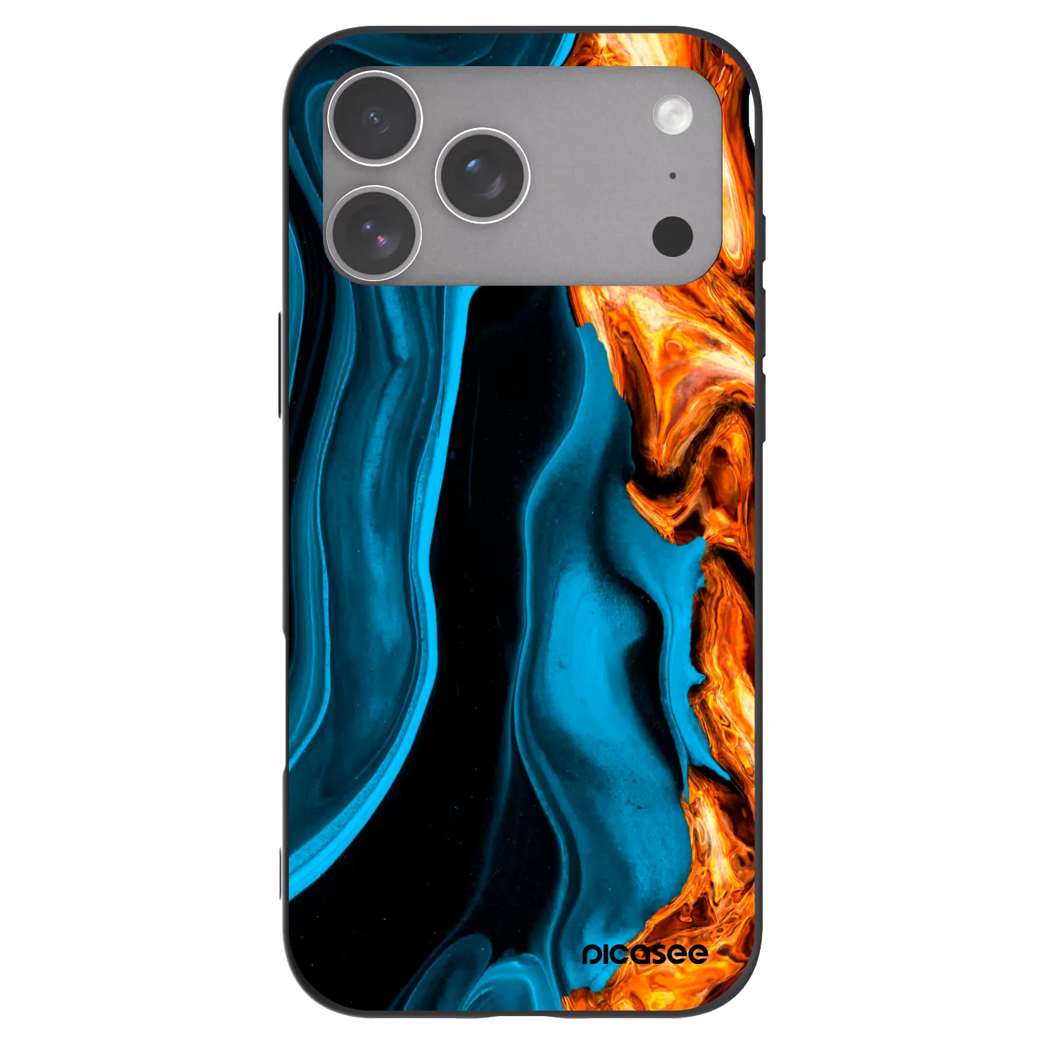 Picasee silikonowe czarne etui na Apple iPhone 18 Pro Max - Gold blue