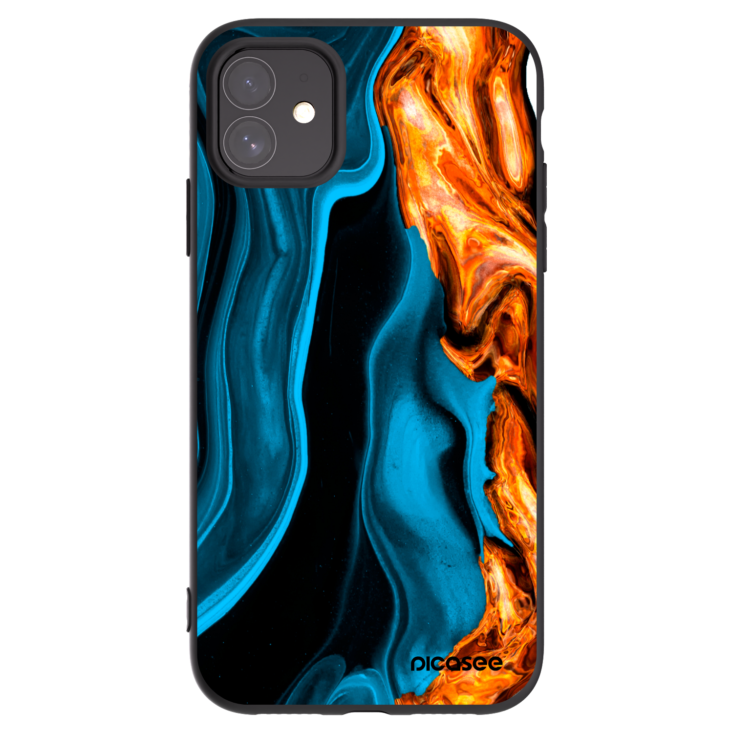 Picasee silikonowe czarne etui na Apple iPhone 11 - Gold blue