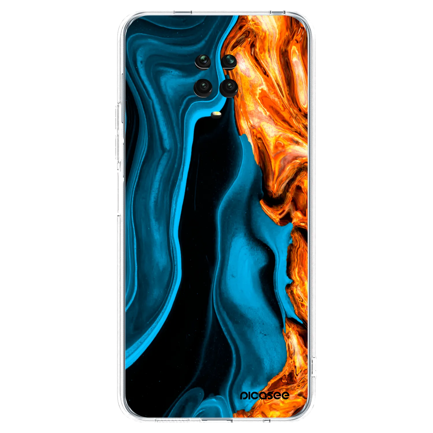 Picasee silikonowe przeźroczyste etui na Xiaomi Redmi Note 9 Pro - Gold blue