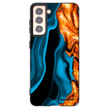 Picasee silikonowe czarne etui na Samsung Galaxy S21 5G G991B - Gold blue