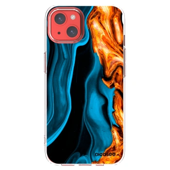 Picasee silikonowe przeźroczyste etui na Apple iPhone 13 - Gold blue