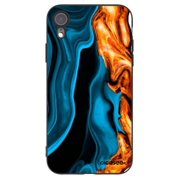 Picasee silikonowe czarne etui na Apple iPhone XR - Gold blue