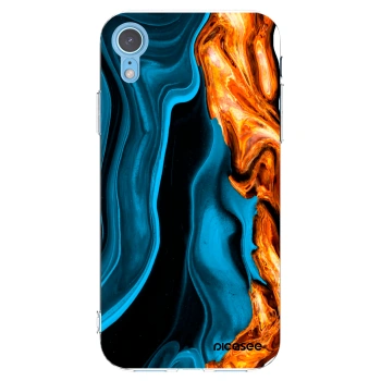 Picasee silikonowe przeźroczyste etui na Apple iPhone XR - Gold blue