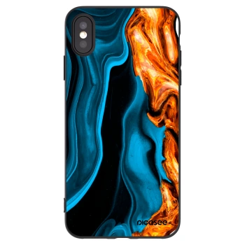 Picasee silikonowe czarne etui na Apple iPhone XS Max - Gold blue