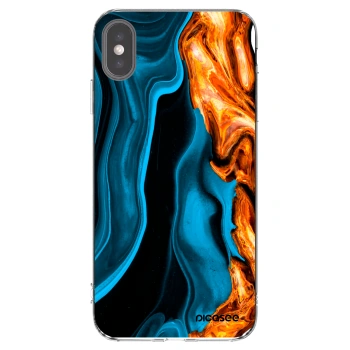 Picasee silikonowe przeźroczyste etui na Apple iPhone XS Max - Gold blue
