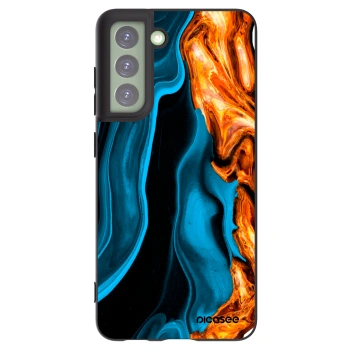 Picasee silikonowe czarne etui na Samsung Galaxy S21 FE 5G - Gold blue