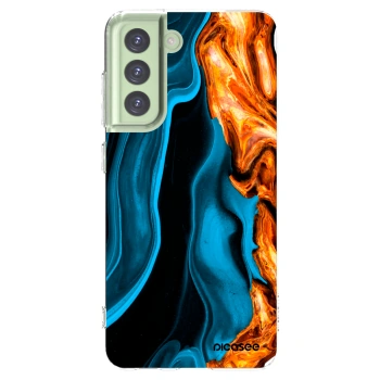 Picasee silikonowe przeźroczyste etui na Samsung Galaxy S21 FE 5G - Gold blue