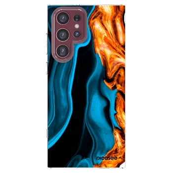 Picasee silikonowe przeźroczyste etui na Samsung Galaxy S22 Ultra 5G - Gold blue